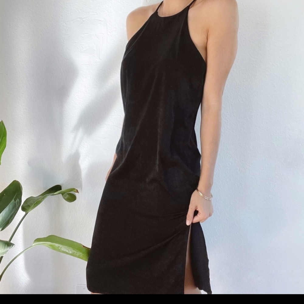 Velvet Halter Slip Dress